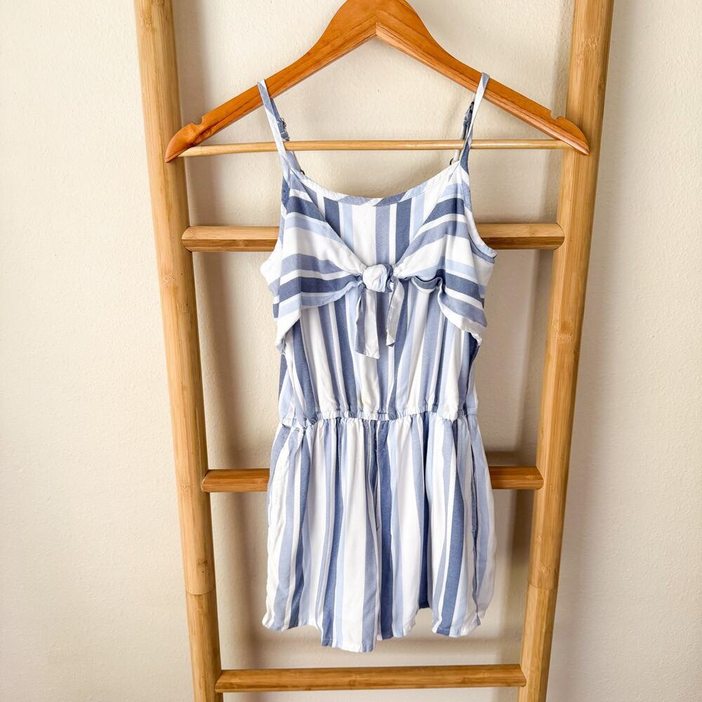 Abercrombie Kids Blue White Stripe Romper Tie Front Size 9/10